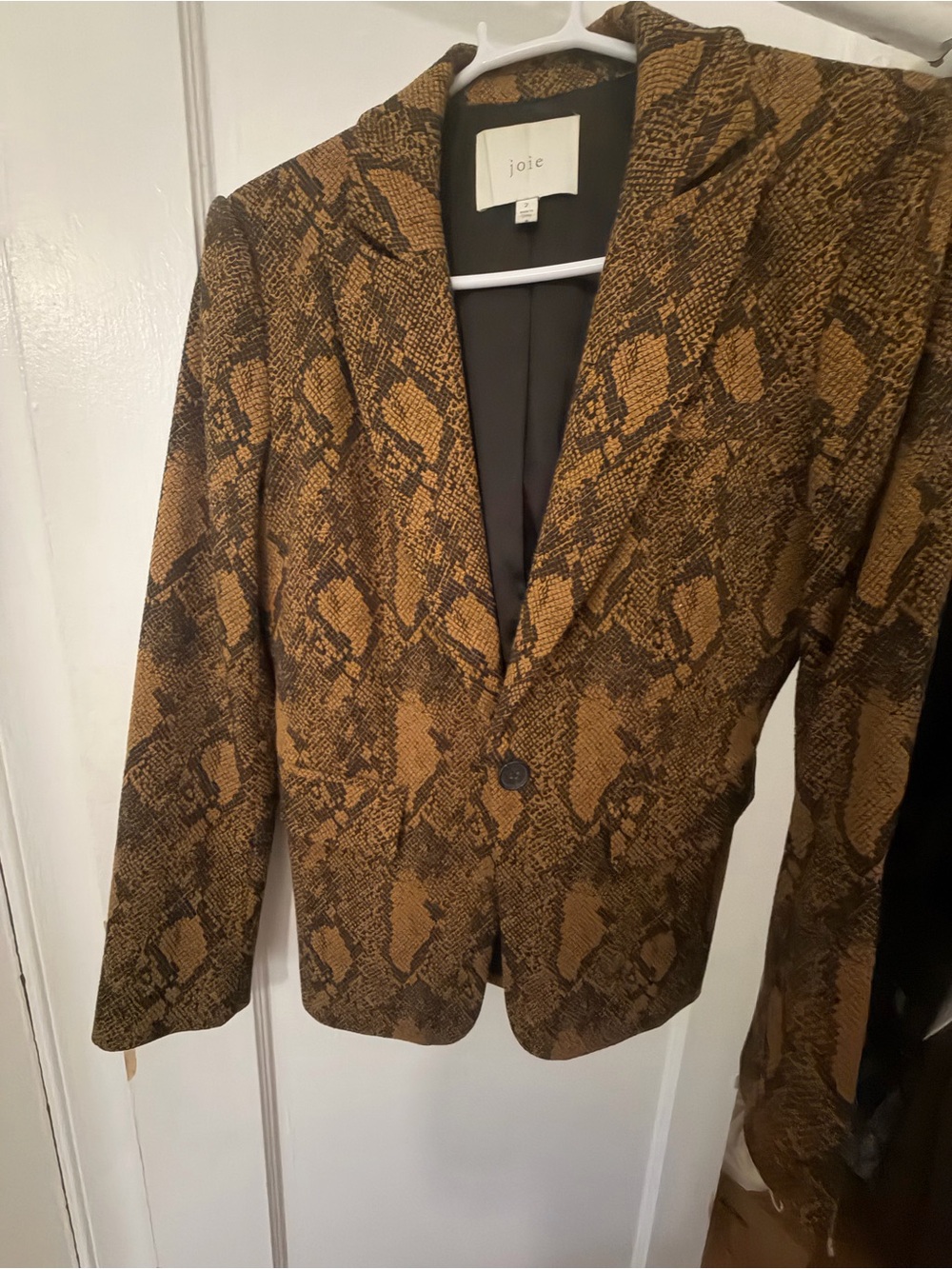 Joie Women's Brown and Black Snake-Print Blazer